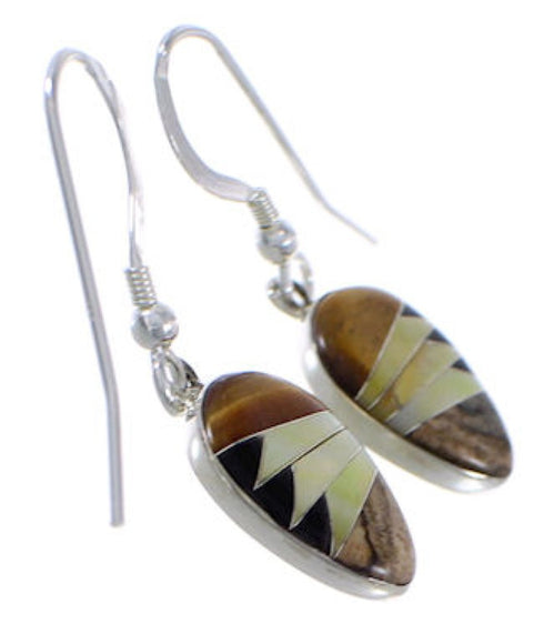 Silver Southwest Jewelry Multicolor Inlay Earrings FX32832